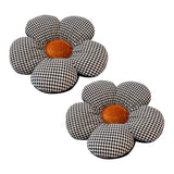 SOGA 2X Black w/ Orange Flower Cushion Shaped for Floor and Sitting Throw Pillow