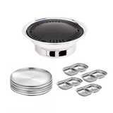 SOGA Kitchenware Bundle – Silver Grilling Plate, Divided Sauce Pan & Portable Charcoal BBQ Grill