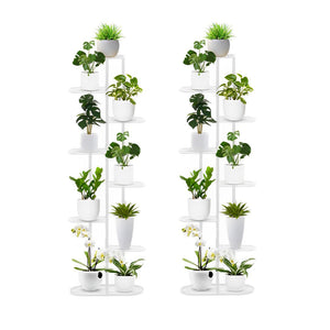 SOGA 2-Pack 8-Tier 9-Pot White Metal Plant Rack Flowerpot Display Stand