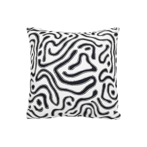 SOGA 50cm Black White Abstract Swirl Pattern Decorative Throw Pillow