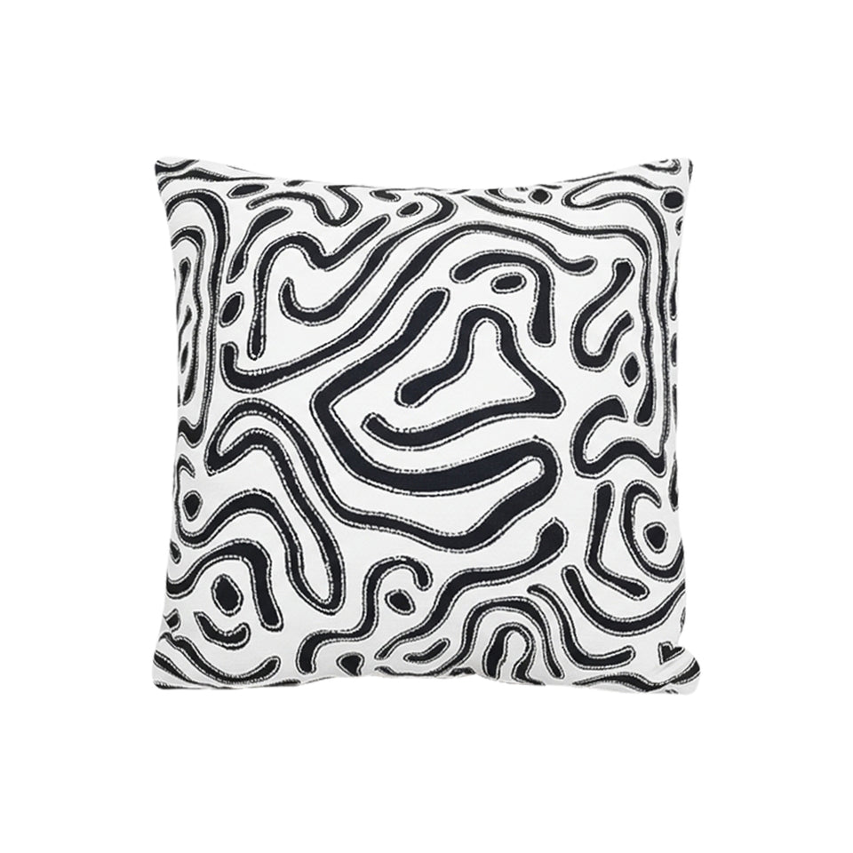 SOGA 50cm Black White Abstract Swirl Pattern Decorative Throw Pillow