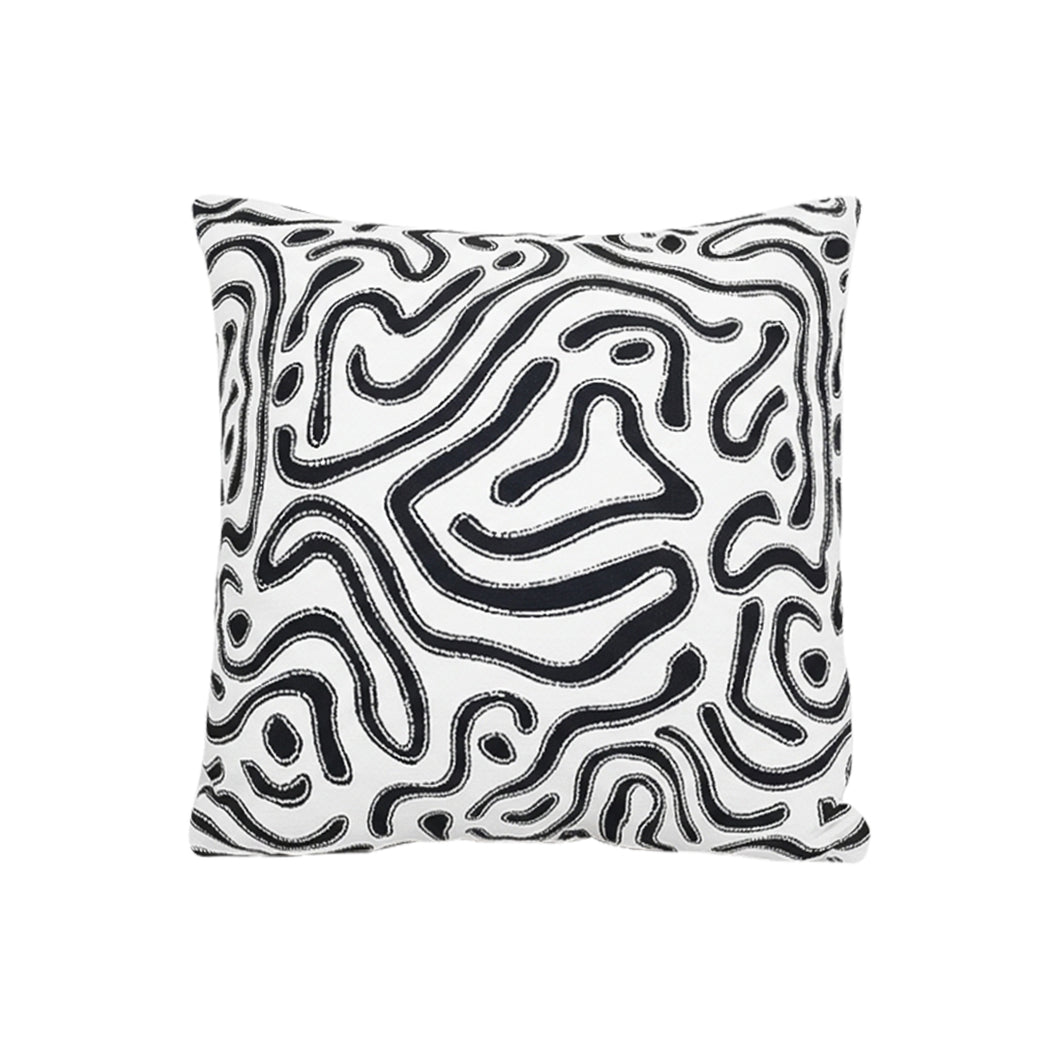 SOGA 50cm Black White Abstract Swirl Pattern Decorative Throw Pillow