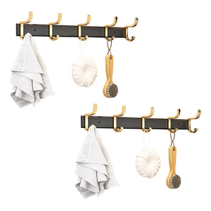 SOGA 2X 41cm Wall Mounted Towel Rack Space-Saving Hanger Organiser with Durable Hooks