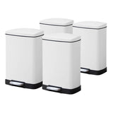 SOGA 4-Pack 12L White Stainless Steel Foot Pedal Trash Bin