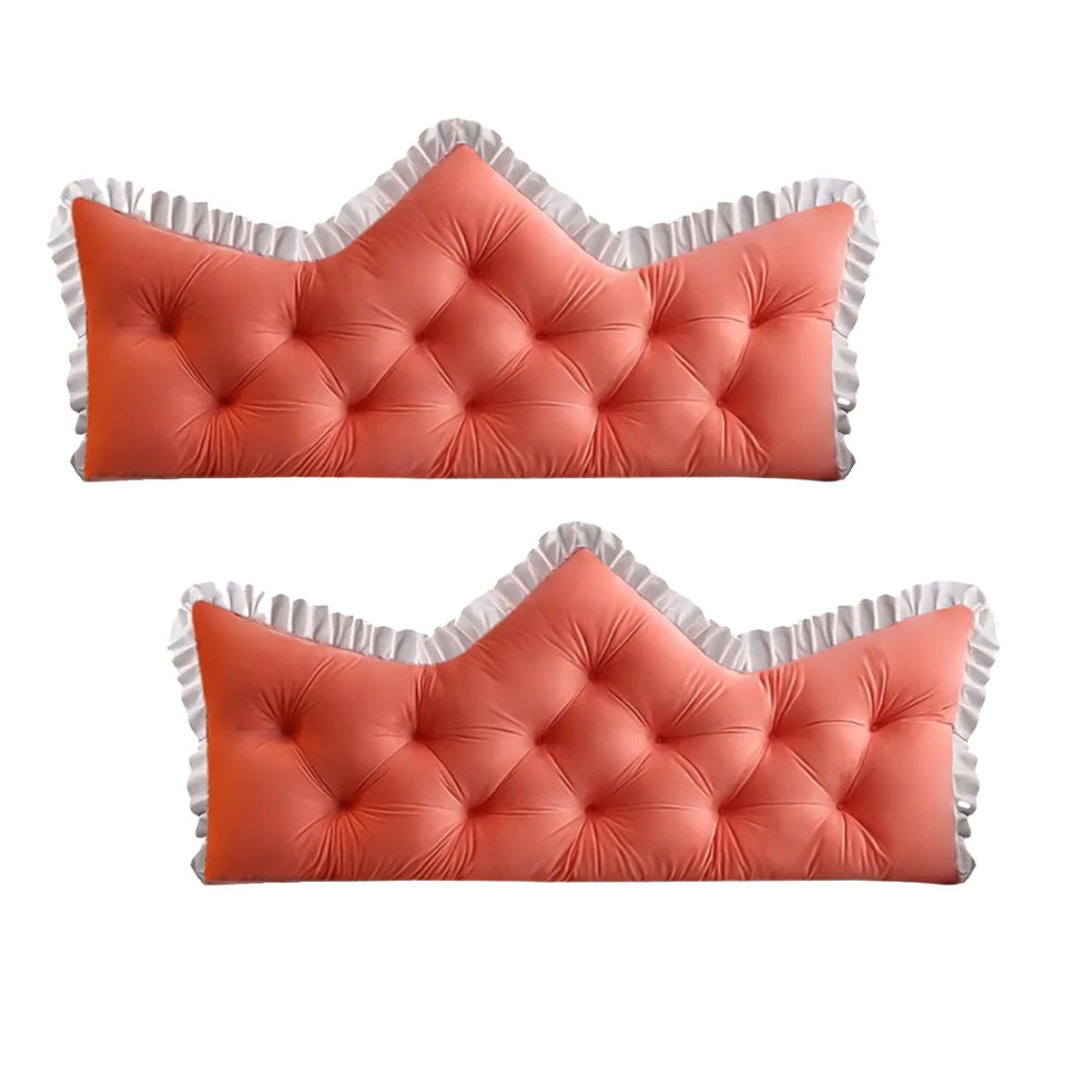 SOGA 2x120cm Crown Pillows Tufted Pink Headboard Cushion Set