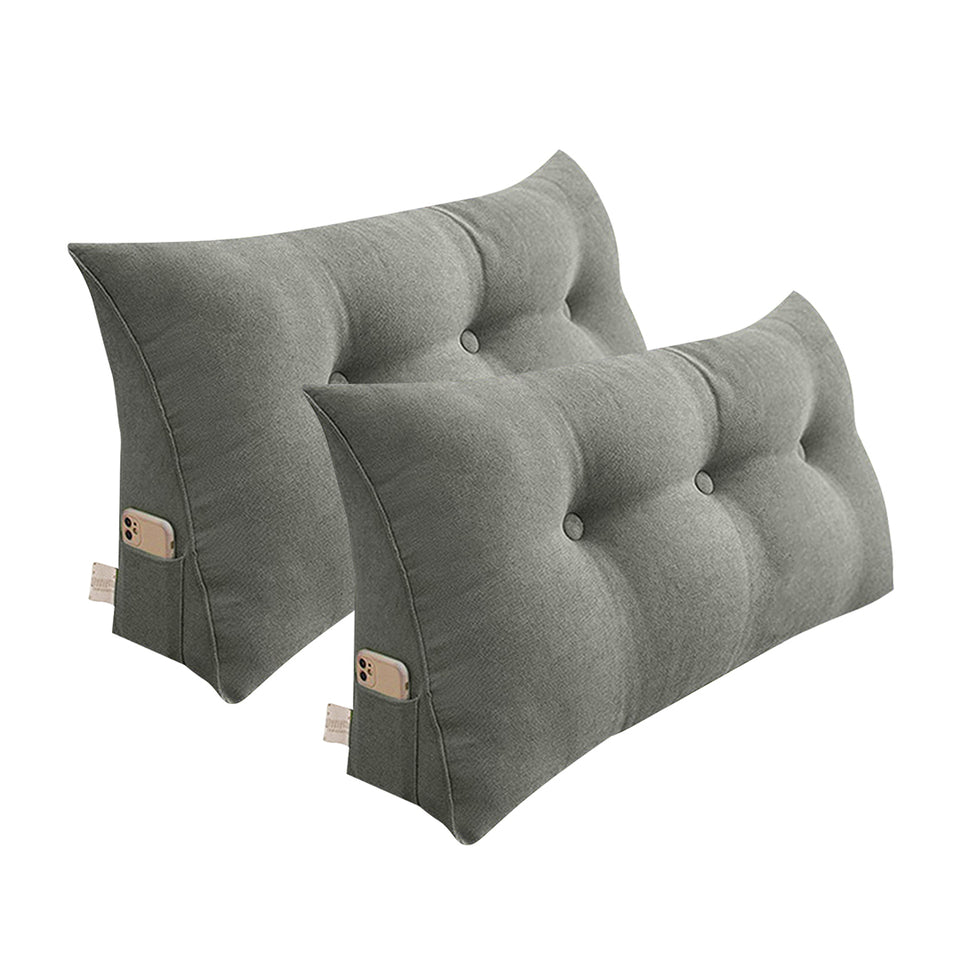 SOGA 2X 100cm Light Grey Triangular Wedge Bed Pillow Headboard Backrest Bedside Tatami Cushion Home Decor