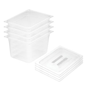 SOGA 200mm Clear Gastronorm GN Pan 1/2 Food Tray Storage Bundle of 4 with Lid