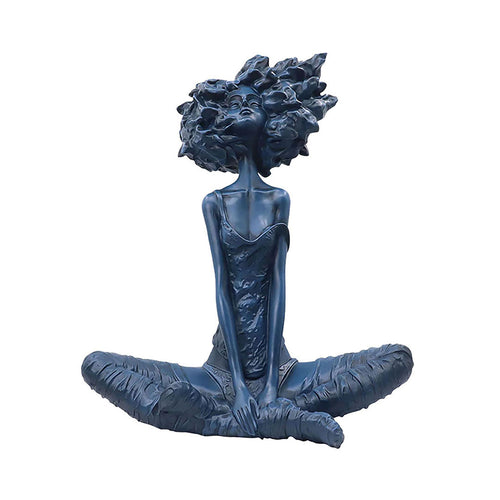 SOGA 59cm Blue Resin Sculpture Abstract Yoga Girl Design for Home Decor