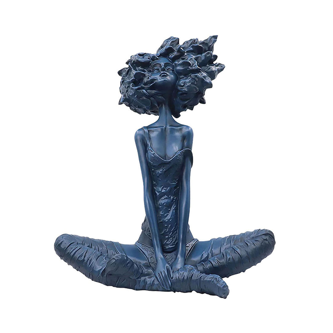 SOGA 59cm Blue Resin Sculpture Abstract Yoga Girl Design for Home Decor