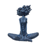 SOGA 59cm Blue Resin Sculpture Abstract Yoga Girl Design for Home Decor