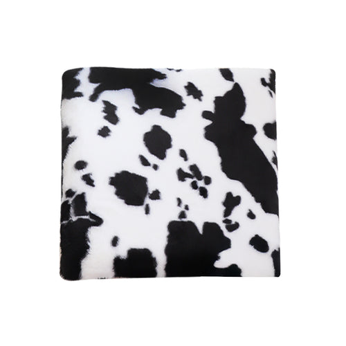 SOGA Black Cow Print Square Cushion Soft Leaning Plush Backrest Throw Seat Pillow