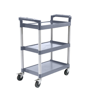 SOGA 3 Tier Food Trolley Portable Kitchen Cart Multifunctional Big Utility Service with wheels 830x420x950mm Gray