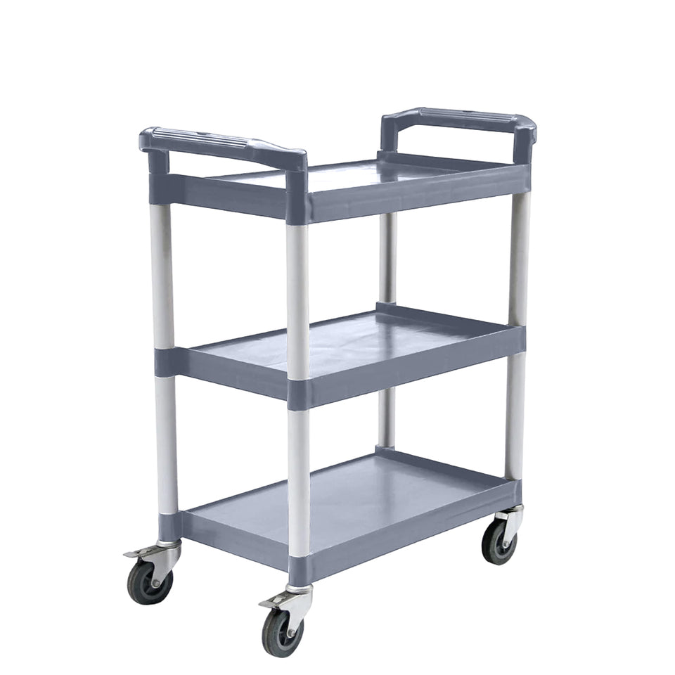 SOGA 3 Tier Food Trolley Portable Kitchen Cart Multifunctional Big Utility Service with wheels 830x420x950mm Gray