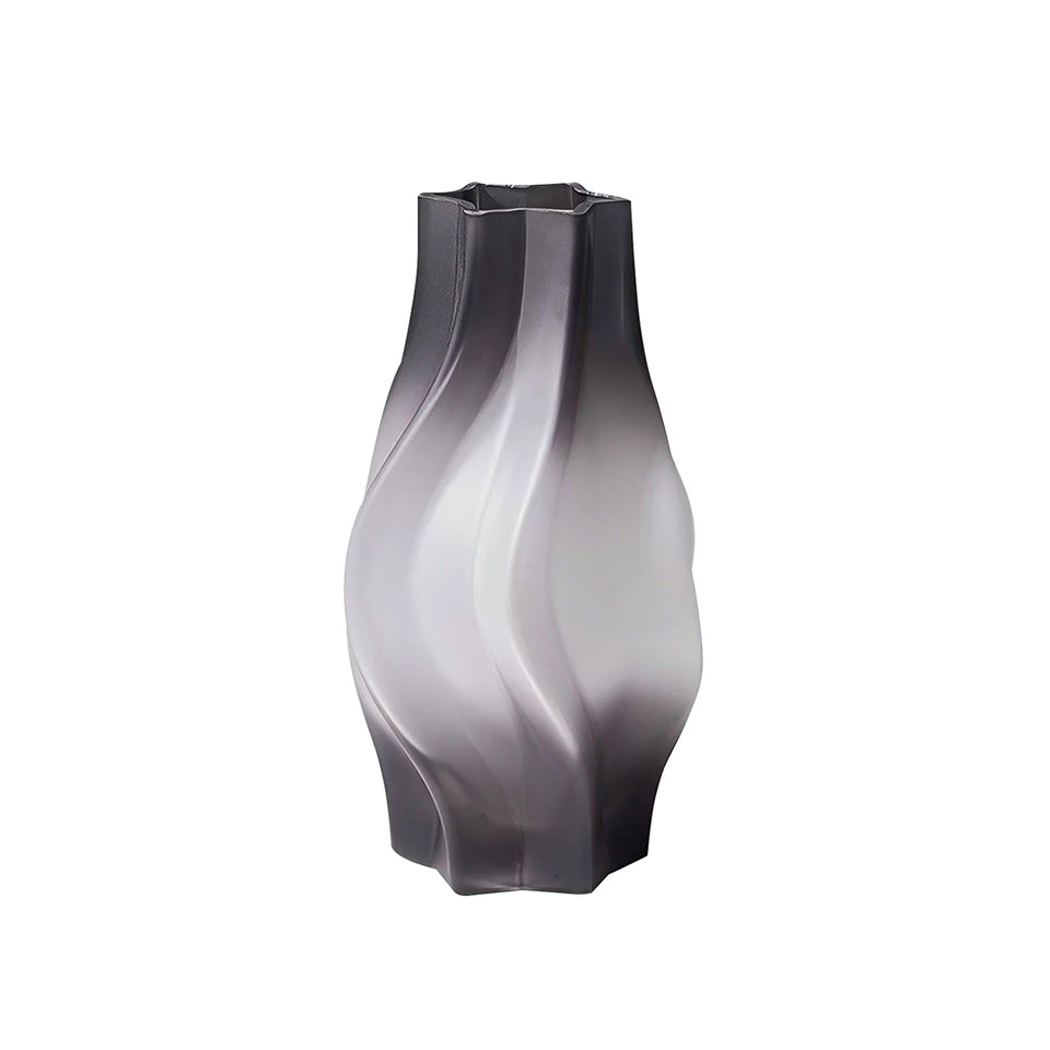 SOGA 24cm Glass Vase Grey with Beautiful glass Bubble Texture Art Vases