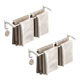 SOGA 2X 52cm White Wall-Mounted Double Pole Towel Holder Bathroom Organiser Rail Hanger with Hooks