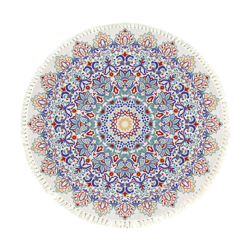 SOGA 120cm Mandala Round Area Thick Anti-slip Doormat, Home Decor