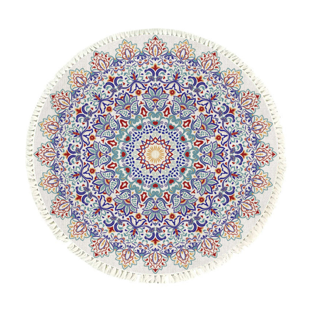 SOGA 120cm Mandala Round Area Thick Anti-slip Doormat, Home Decor