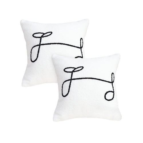 SOGA 2X 45cm Minimalist White Script Letter Embroidered Throw Pillow