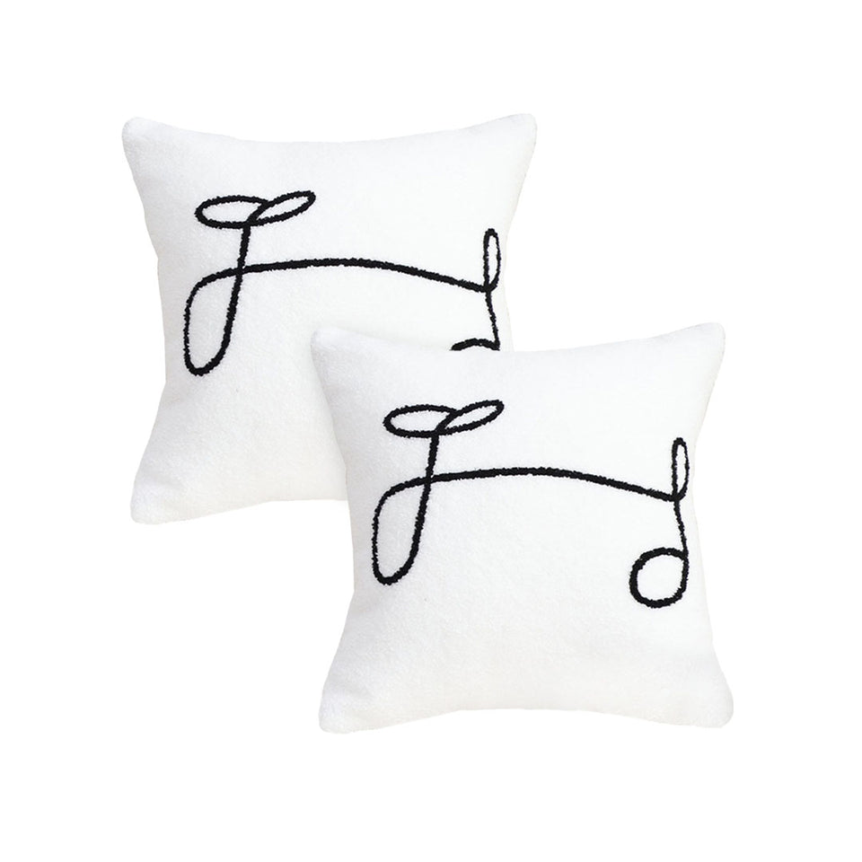 SOGA 2X 45cm Minimalist White Script Letter Embroidered Throw Pillow