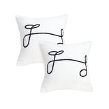 SOGA 2X 45cm Minimalist White Script Letter Embroidered Throw Pillow