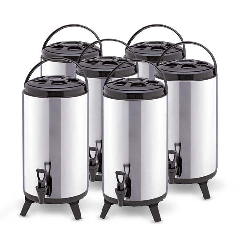 SOGA 6 x 8L Portable Insulated Cold/Heat Coffee Bubble Tea Pot Beer Barrel With Dispenser
