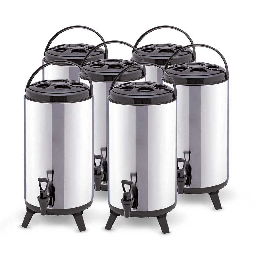 SOGA 6 x 8L Portable Insulated Cold/Heat Coffee Bubble Tea Pot Beer Barrel With Dispenser