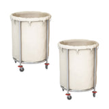 SOGA 2X Stainless Steel Commercial Round Soiled Linen Laundry Trolley Cart with Wheels White