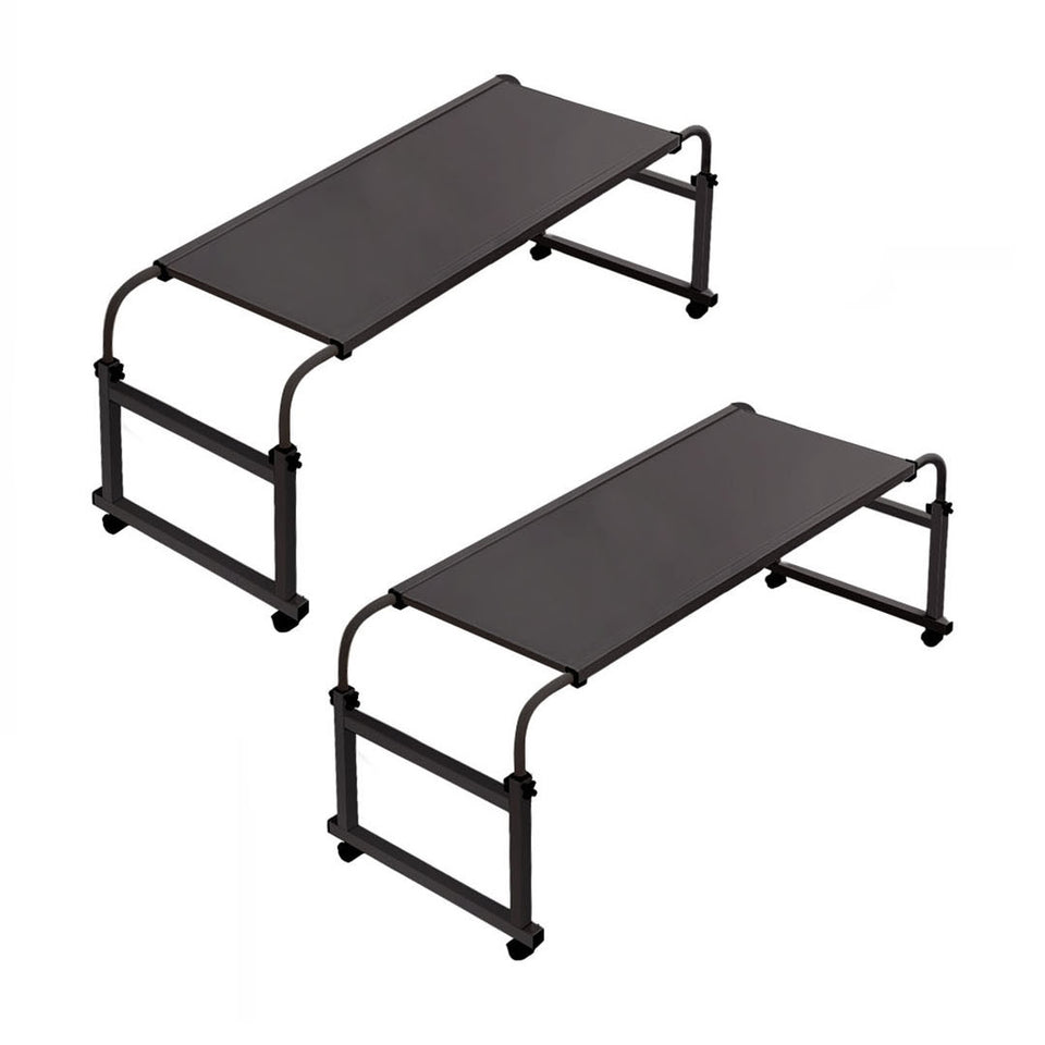 SOGA 2X 140x45cm Black Cross Bed Movable Desk Table w/ Adjustable Length & Height
