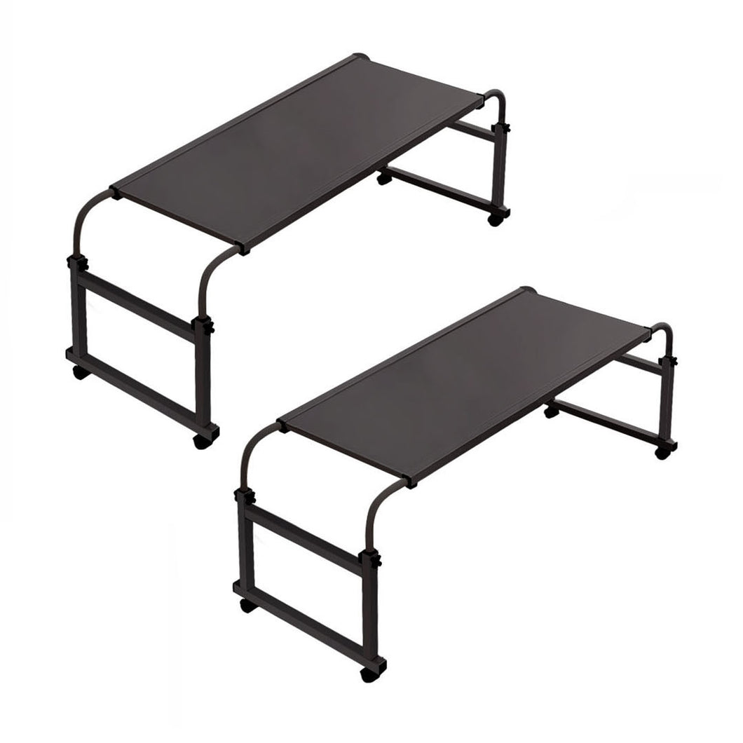 SOGA 2X 140x45cm Black Cross Bed Movable Desk Table w/ Adjustable Length & Height
