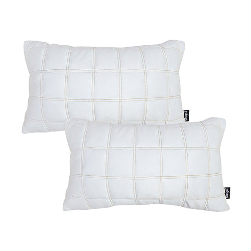 SOGA 2X 30cm White Quilted Grid Pattern Decorative Throw Pillow