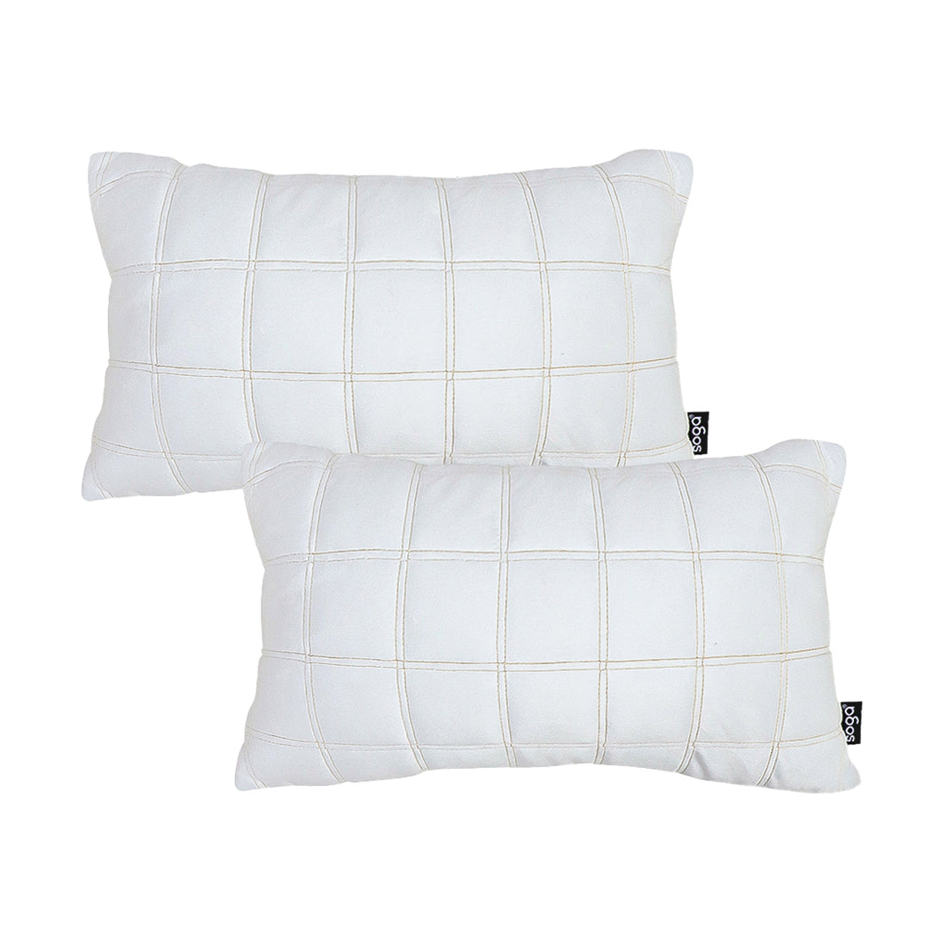 SOGA 2X 30cm White Quilted Grid Pattern Decorative Throw Pillow