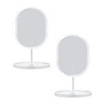 SOGA 2X 26cm White Oval Smart LED Makeup Bedroom Table Vanity Mirror Tricolor Adjustable Light