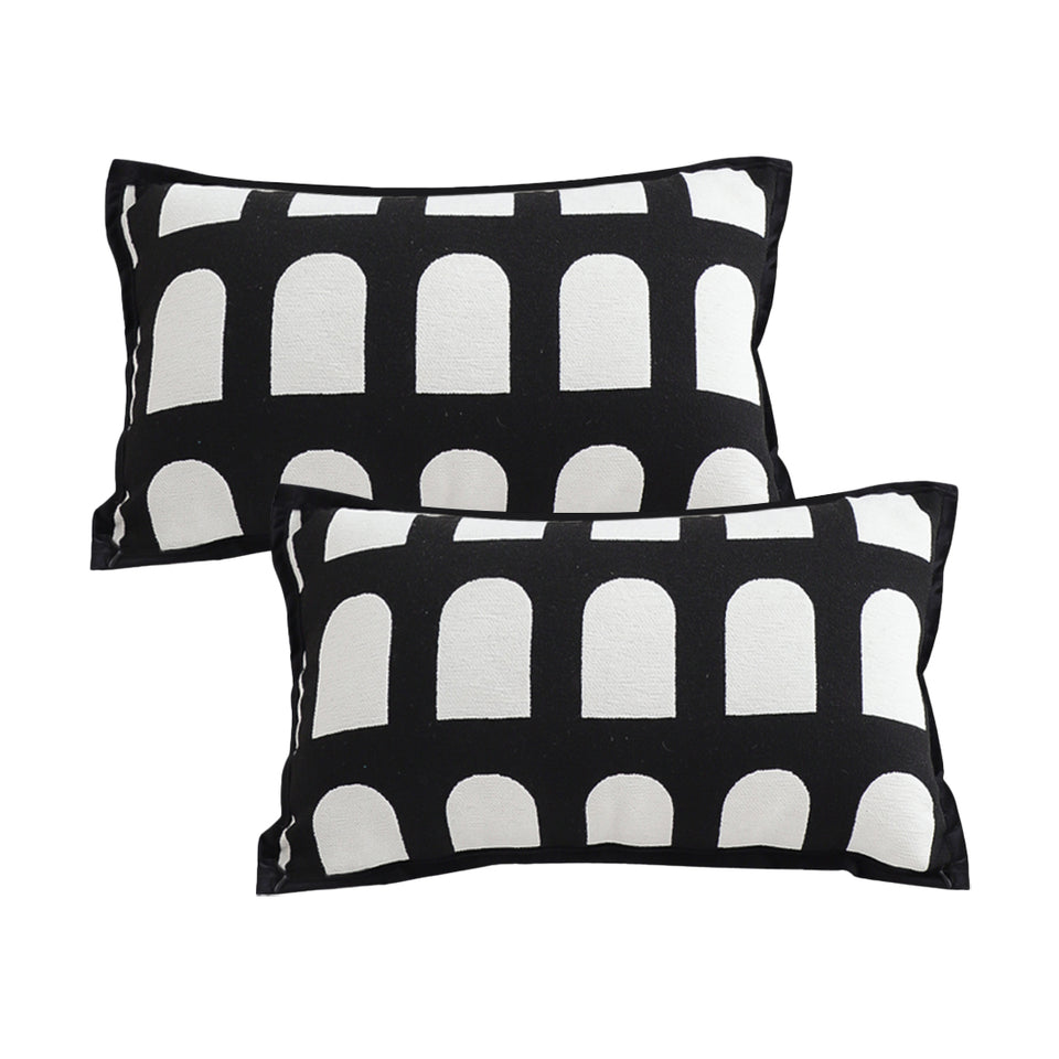 SOGA 2X 30cm Contemporary Black White Geometric Pattern Throw Pillow