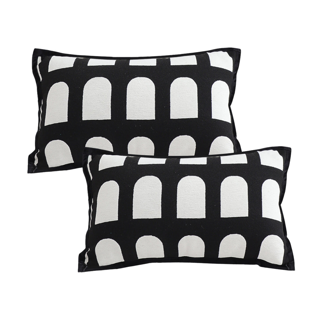 SOGA 2X 30cm Contemporary Black White Geometric Pattern Throw Pillow