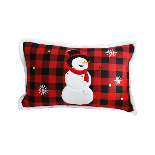 SOGA 30cm Red Christmas Snowman Lumbar Throw Pillow