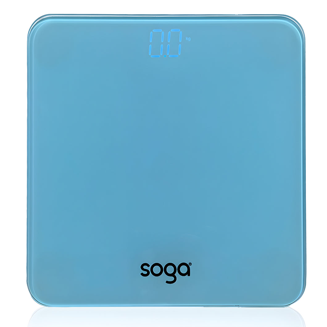 SOGA 180kg Digital Fitness Weight Bathroom Gym Body Glass LCD Electronic Scales Blue