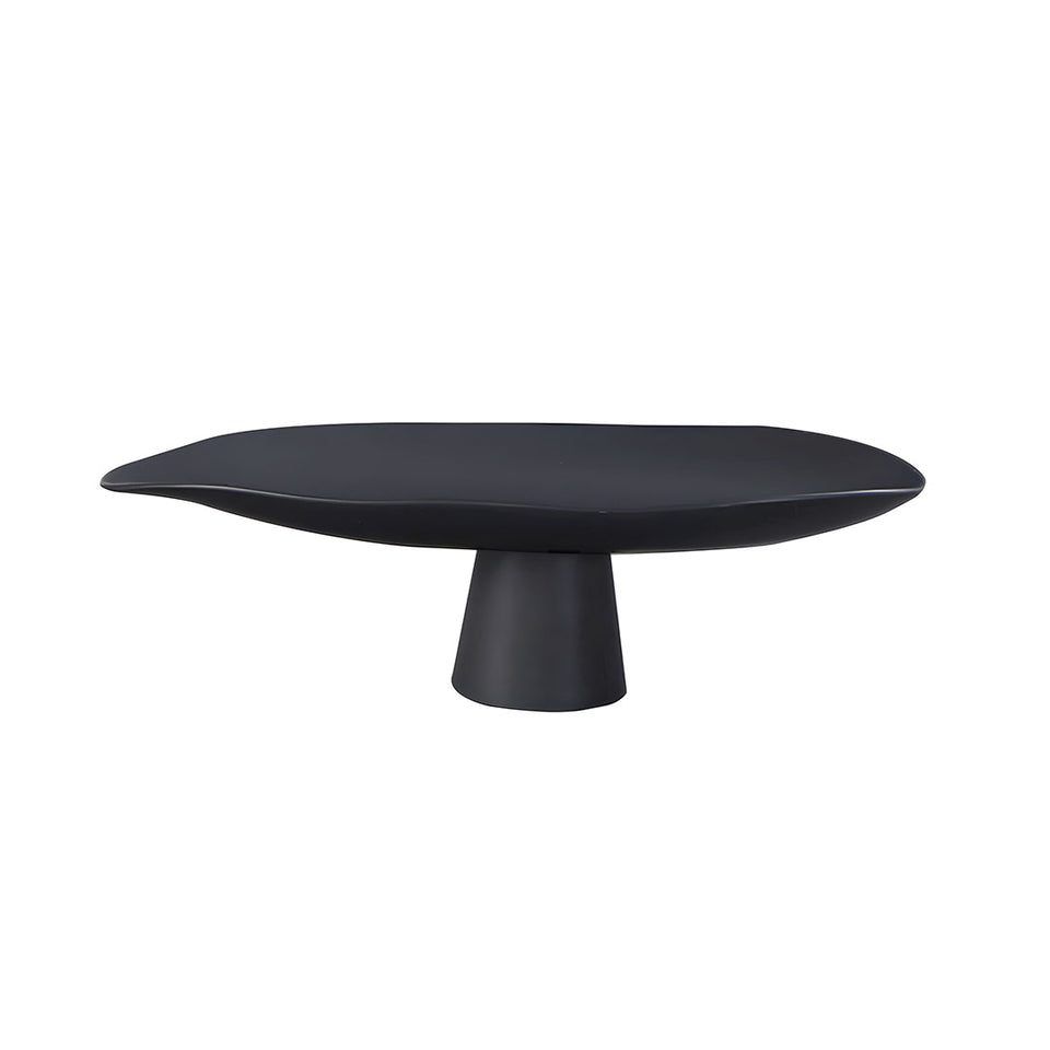 SOGA 46cm Black Ceramic Decorative Plate on Pedestal Stand