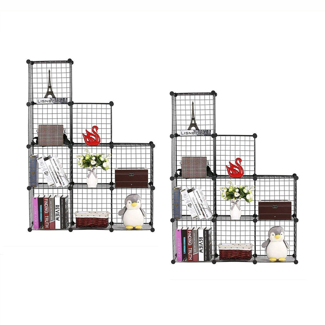 SOGA Black Portable 9-Cube 3 Column Storage Organiser Foldable DIY Modular Grid Space Saving Shelf