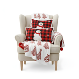 SOGA Christmas Bundle – Red Christmas Tree Fleece Throw & Red Snowman Holiday Pillows
