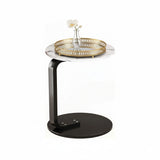 SOGA Home & Living Bundle – White Marble Mini Side Table & Gold Round Mirror Tray Organizer