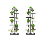 SOGA 2X 7 Tier 8 Pots Black Metal Plant Stand Flowerpot Display Shelf Rack Indoor Home Office Decor