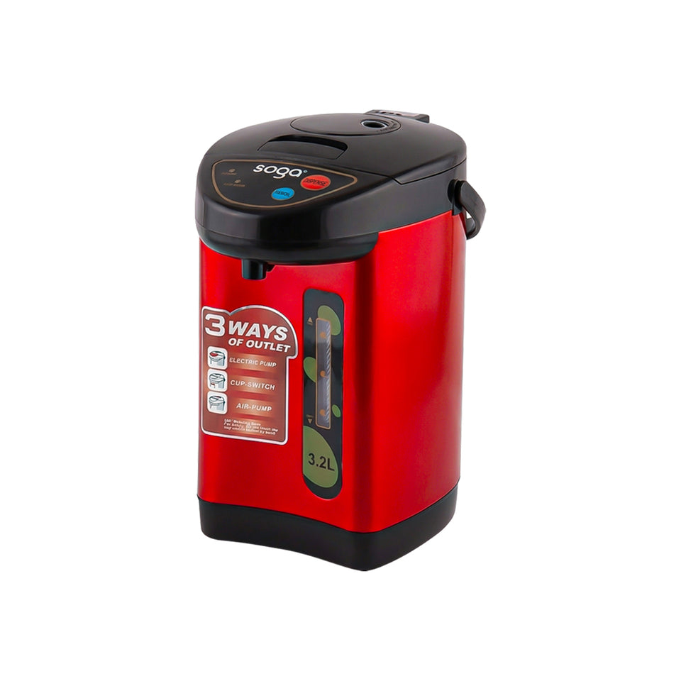 SOGA 3.2L Red Stainless Steel Electric Kettle Water Boiler with 3 Dispensing Modes