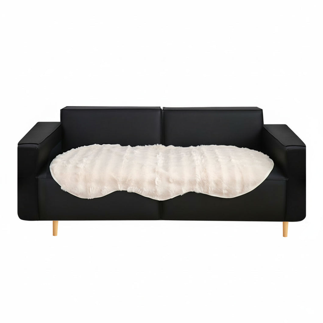 SOGA Four-seater White Faux Fur Throw Blanket 90x260cm Polyester