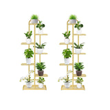 SOGA 2X 7 Tier 8 Pots Gold Metal Plant Stand Flowerpot Display Shelf Rack Indoor Home Office Decor