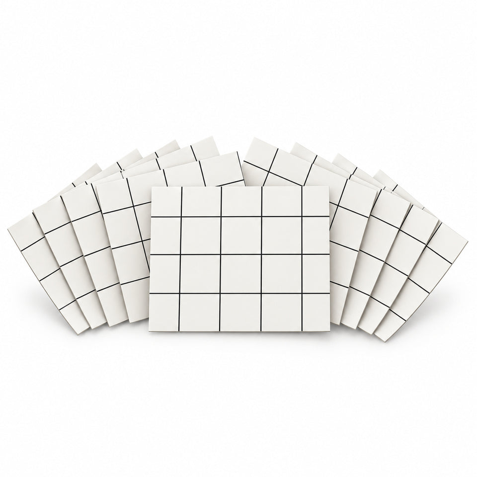 SOGA Peel & Stick Floor and Wall Tiles 30 x 30cm 10 Pack White Grid Tile Look