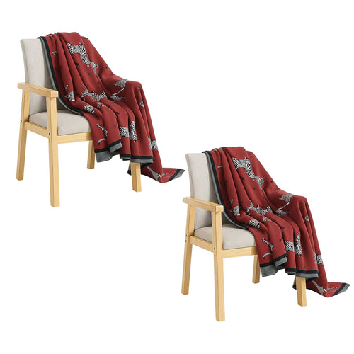 SOGA 2X Wine red Zebra Print Throw Blanket 130x180cm Acrylic