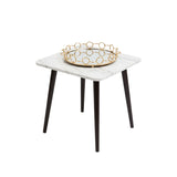 SOGA Home & Living Bundle – White Ceramic Table & Bronze Round Mirror Tray Organizer