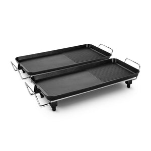 SOGA 2X 48cm Electric BBQ Grill Teppanyaki Tough Non-Stick Surface Hot Plate Kitchen 3-5 Person