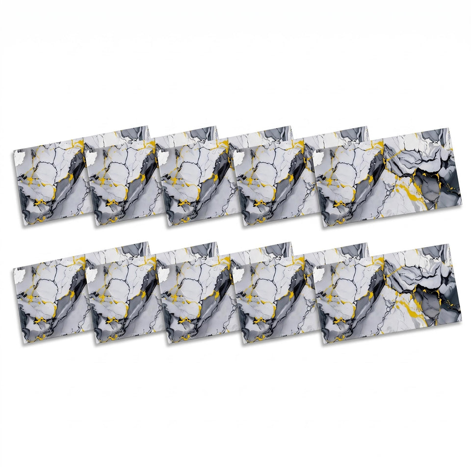 SOGA Peel & Stick Floor and Wall Tiles 30 x 60cm 10 Pack Blue Agate Faux Marble