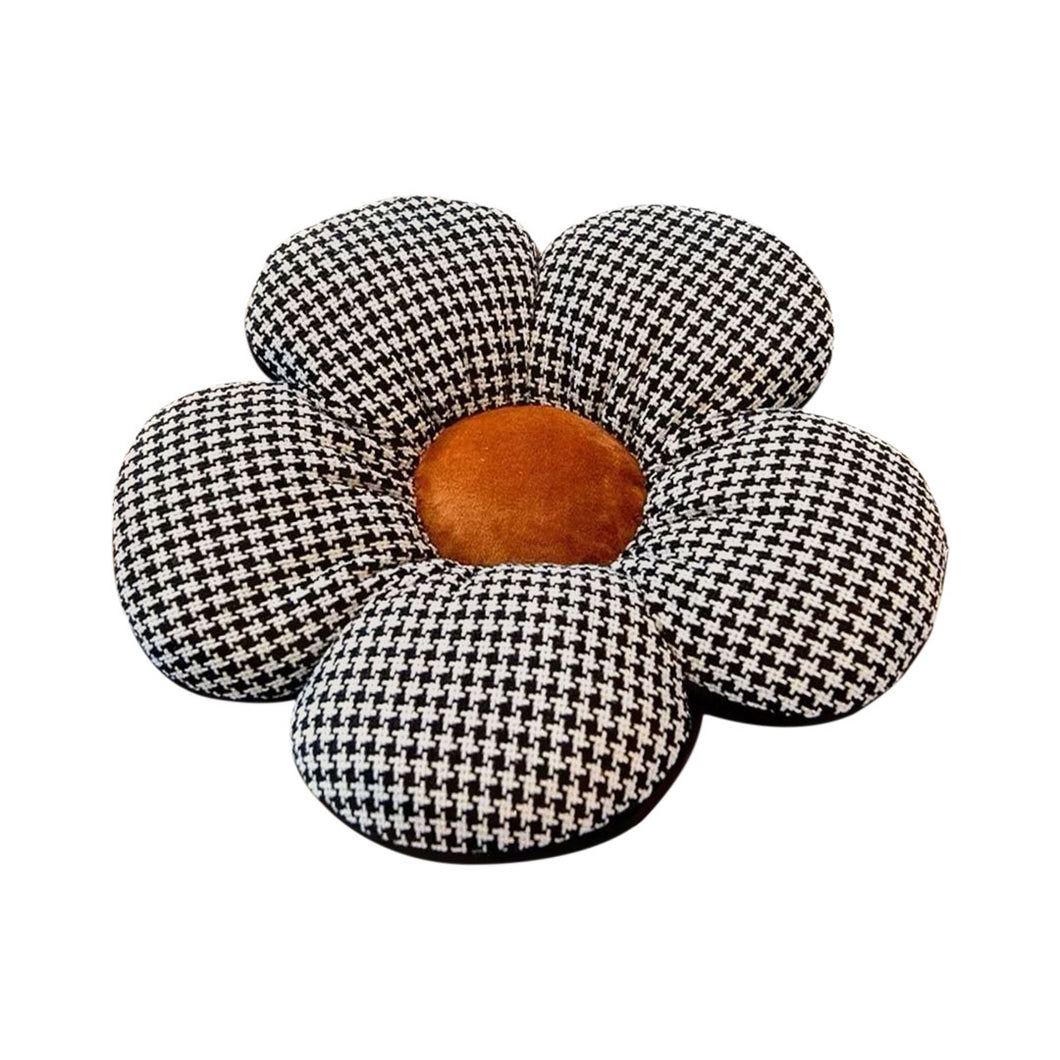 SOGA Black Flower Cushion Shaped for Floor and Sitting Throw Pillow